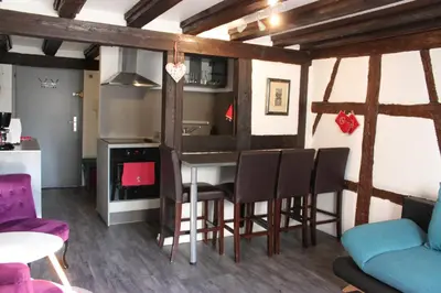 Cuisine ou kitchenette dans l'établissement Appartement les Violettes