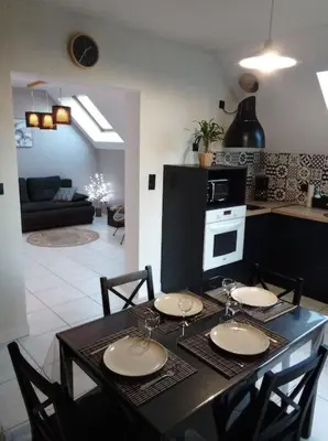Cuisine ou kitchenette dans l'établissement Appartement près Europapark et Rulantica