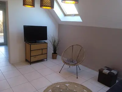Télévision ou salle de divertissement dans l'établissement Appartement près Europapark et Rulantica