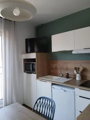Cuisine ou kitchenette dans l'établissement Studio neuf-Wintzenheim-proche Colmar-Parking-WiFi