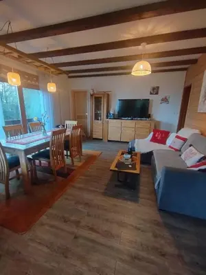 Télévision ou salle de divertissement dans l'établissement Chalet au bois des écureuils classé trois étoiles.