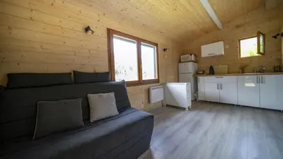 Cuisine ou kitchenette dans l'établissement Le chalet de DOMY