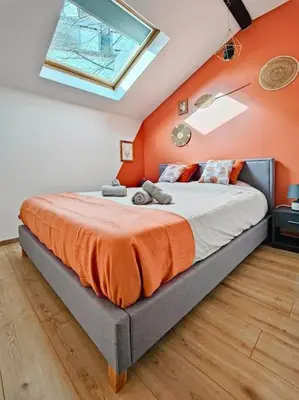 Un ou plusieurs lits dans un hébergement de l'établissement Dolce Vita - Centre-ville - Paisible - Moderne