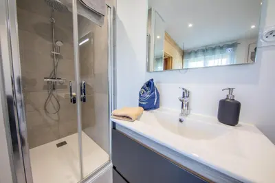 Salle de bains dans l'établissement Appartement 3ch rénové en 2023 avec sauna