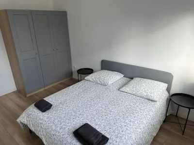 Un ou plusieurs lits dans un hébergement de l'établissement Bel appartement en plain-pied 5 min de Colmar