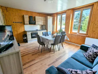 Cuisine ou kitchenette dans l'établissement Appartement Chaleureux Gérardmer proche forêt