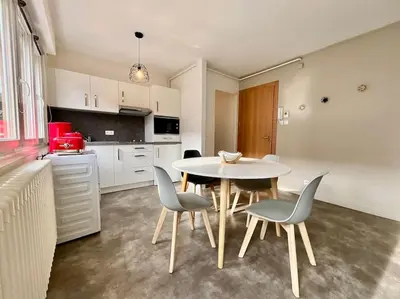 Cuisine ou kitchenette dans l'établissement Les Violettes, bel appartement au centre-ville
