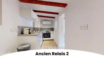 Cuisine ou kitchenette dans l'établissement Résidence de l'ancien relais