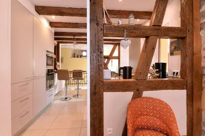 Cuisine ou kitchenette dans l'établissement Belle Maison Alsacienne de 1610