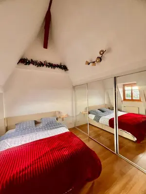 Un ou plusieurs lits dans un hébergement de l'établissement Duplex au cœur de Turckheim, 10 min de Colmar et place de parking