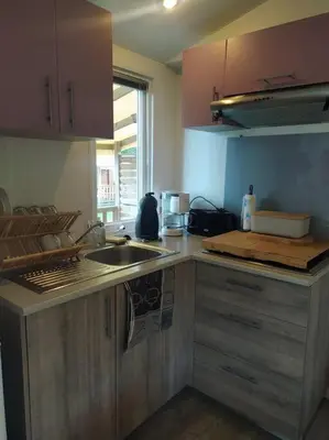 Cuisine ou kitchenette dans l'établissement La Bourgogne en Alsace - charmant séjour familial