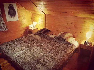 Un ou plusieurs lits dans un hébergement de l'établissement The dream catcher -Spa- panoramic sauna- 2 MINUTES FROM THE SLOPES