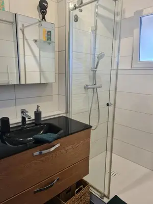 Salle de bains dans l'établissement Appartement proche centre-ville, parking gratuit