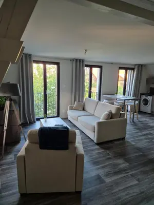 Coin salon dans l'établissement Appartement 2 pièces tout confort, Aux Portes de Colmar