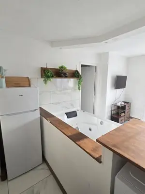 Cuisine ou kitchenette dans l'établissement Exotic Spa Balcon Wifi Netlfix Parking