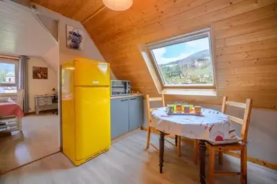 Cuisine ou kitchenette dans l'établissement Logis en montagne chez Juju