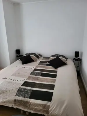 Un ou plusieurs lits dans un hébergement de l'établissement Bel appartement avec Balnéo