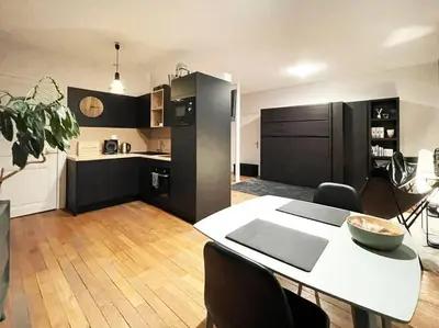 Cuisine ou kitchenette dans l'établissement Grand studio confortable situé en centre ville