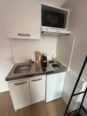 Cuisine ou kitchenette dans l'établissement Esprit Italie, joli studio au coeur de Mulhouse