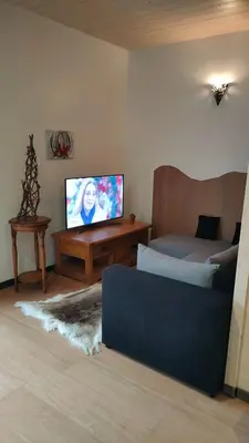 Télévision ou salle de divertissement dans l'établissement chalet pour amoureux à Gérardmer