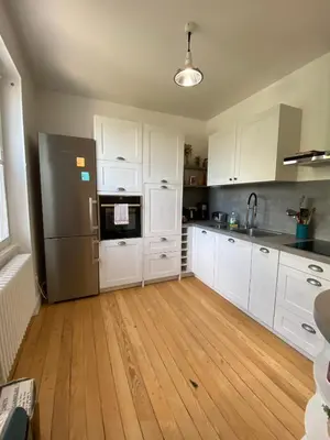 Cuisine ou kitchenette dans l'établissement BookingAlsace - Maison Mittelharth Parking Jardin