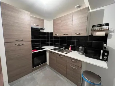 Cuisine ou kitchenette dans l'établissement Le petit Riquewihr