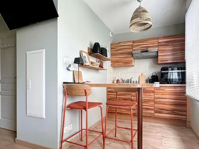 Cuisine ou kitchenette dans l'établissement Charmant studio avec parking