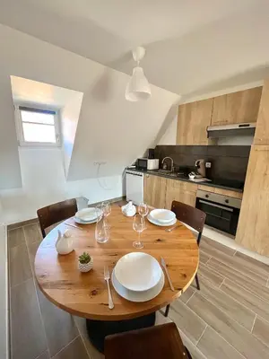 Cuisine ou kitchenette dans l'établissement Gite Clair de Lune à Beblenheim 3 pers parking