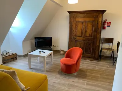 Télévision ou salle de divertissement dans l'établissement Gite Clair de Lune à Beblenheim 3 pers parking