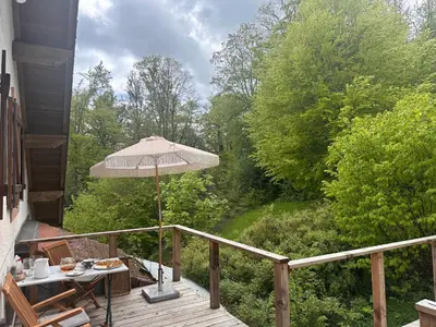Balcon ou terrasse dans l'établissement Gite
