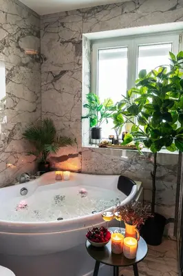 Salle de bains dans l'établissement Royale Lumineux Jacuzzi Parking privé