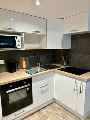 Cuisine ou kitchenette dans l'établissement Sweet home Kaysersberg