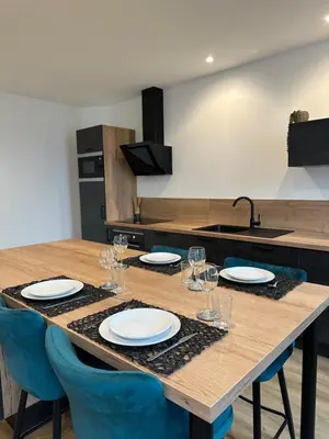 Cuisine ou kitchenette dans l'établissement Appartement de la gare