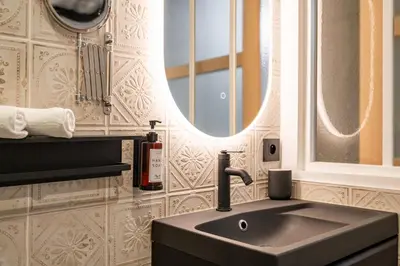 Salle de bains dans l'établissement Gîte Hirond'Elsass