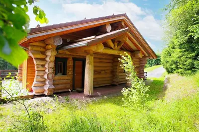 Jardin de l'établissement Original chalet en rondins, l'Ours Canadien
