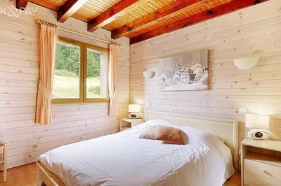 Un ou plusieurs lits dans un hébergement de l'établissement Chalet Le Grizzli-3 chambres- 8 couchages- vue imprenable