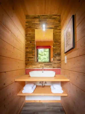 Salle de bains dans l'établissement Chalet La Souris, chaleureux avec vue panoramique