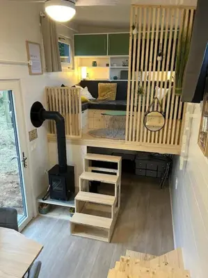 Un ou plusieurs lits superposés dans un hébergement de l'établissement Tiny House à Champdray La Ty Vosg'Breizh