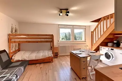 Un ou plusieurs lits dans un hébergement de l'établissement Le Nid des Vosges - Appt vue montagne