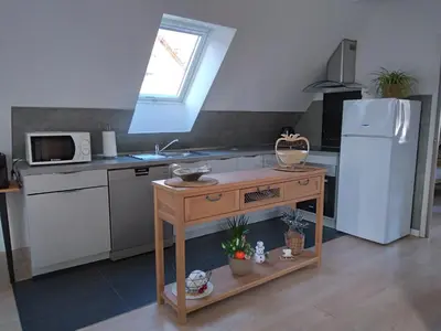 Cuisine ou kitchenette dans l'établissement Le repos du facteur