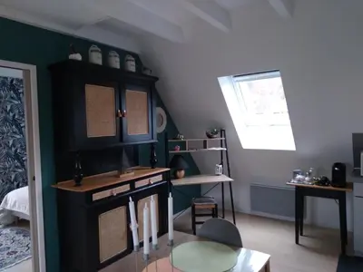 Cuisine ou kitchenette dans l'établissement Le repos du facteur