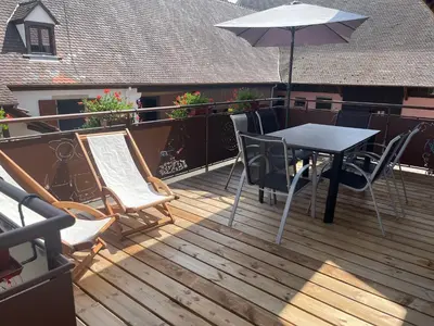Balcon ou terrasse dans l'établissement Les loges de Marianne, gites d'exception proche Europapark