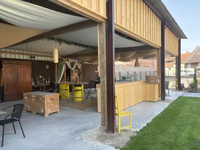 Terrasse ou espace extérieur de l'établissement Les loges de Marianne, gites d'exception proche Europapark