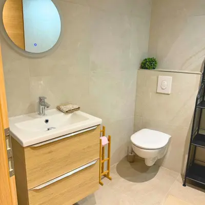 Salle de bains dans l'établissement Grand appartement chaleureux