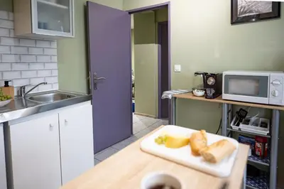 Cuisine ou kitchenette dans l'établissement Fanta flat France Suisse