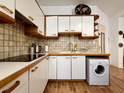 Cuisine ou kitchenette dans l'établissement Le Petit Moulin
