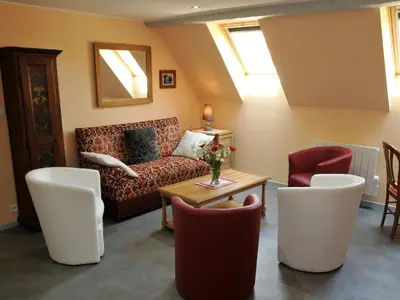 Coin salon dans l'établissement Gîte Elouann familial spacieux calme
