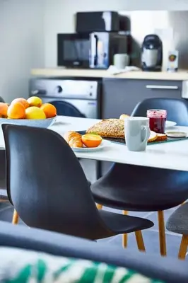 Cuisine ou kitchenette dans l'établissement Séjour chaleureux, tram au pied, Wi-Fi rapide