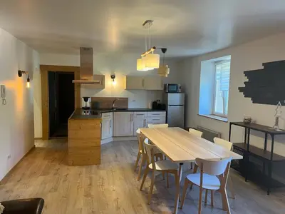Cuisine ou kitchenette dans l'établissement Loft 5 personnes type chalet avec jardin
