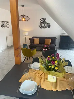 Coin salon dans l'établissement Le Square Appartement spacieux F2 avec terrasse, garage près de Colmar